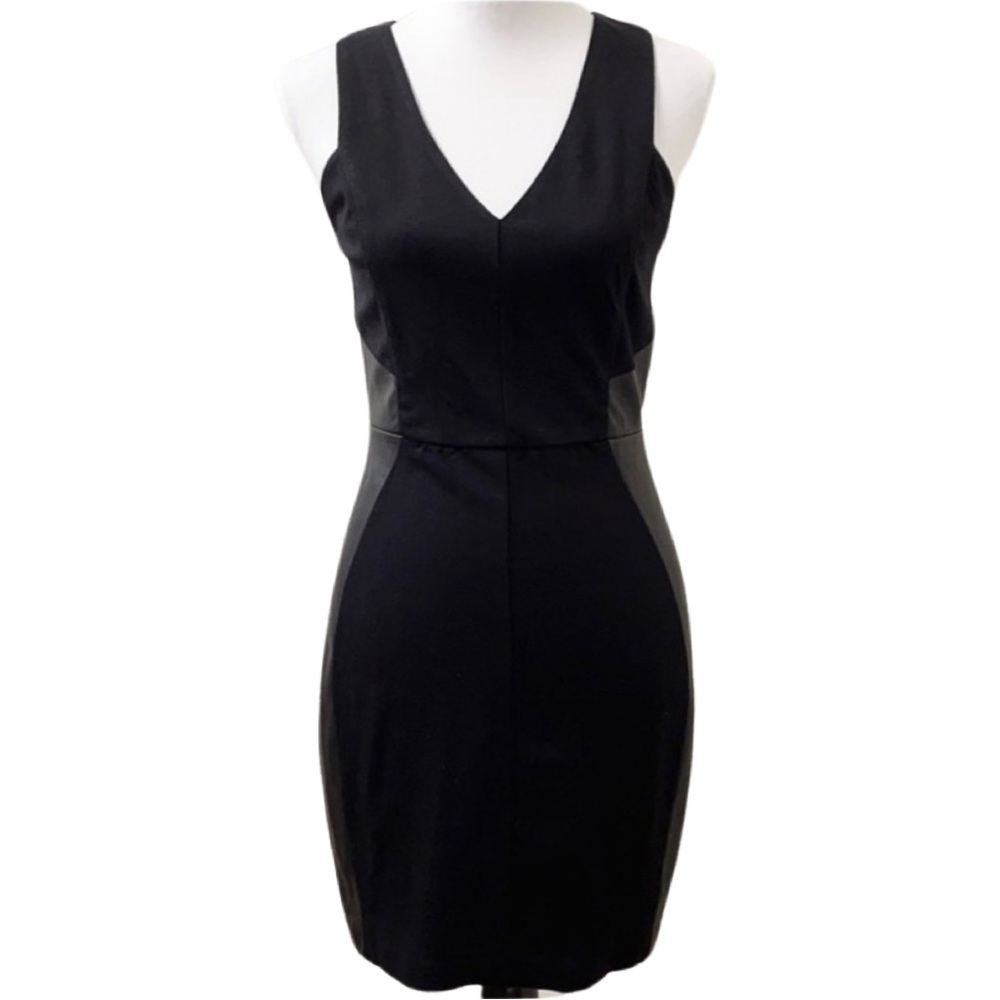STUNNING BLACK DRESS/FAUX LEATHER